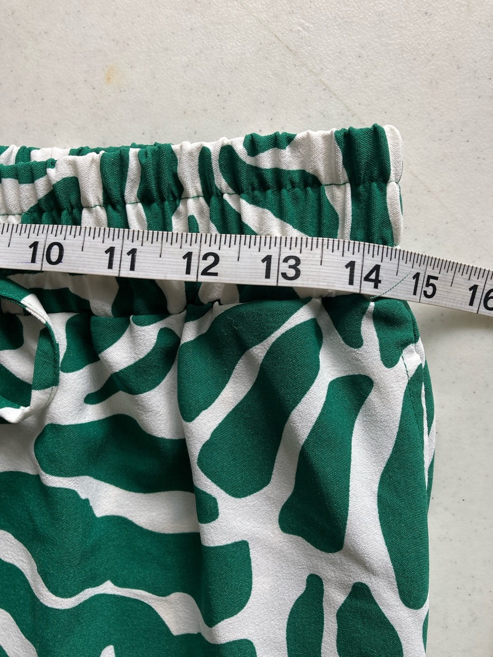 Wide Leg Drawstring Pants in Green & White - Picture 8 of 9